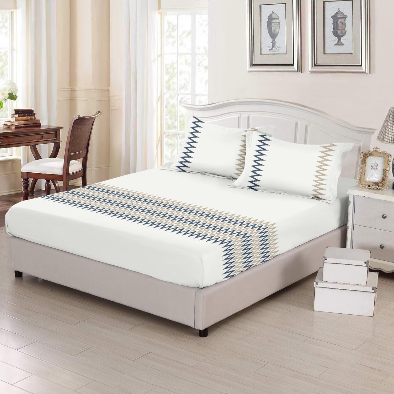 Embroidered Bedsheet with Two Pillow Covers