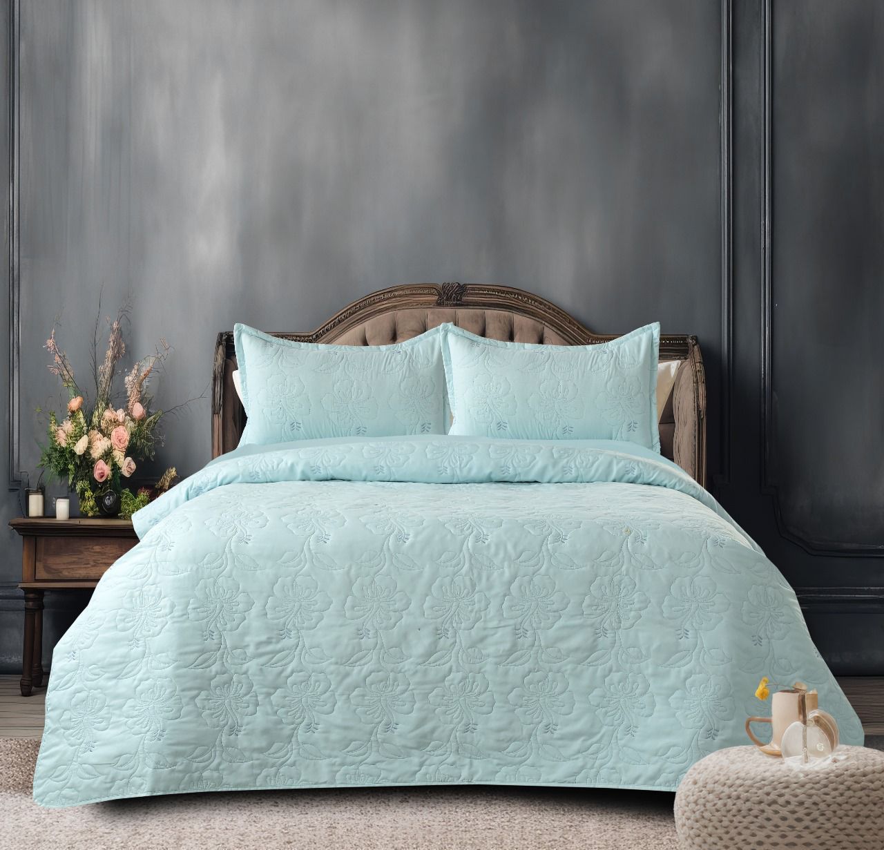 Quilted Bedcover with Embroidery